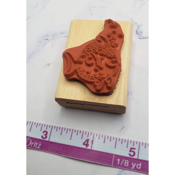 Happy Fish Eureka Stamp Small Wood Mounted Rubber Stamp - Picture 6 of 7